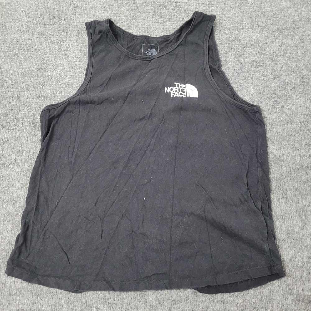 The North Face Tank Top Womens Size M Black Cotton Relaxed Fit Pleated Back Logo